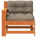 Canapé de jardin accoudoir coussins cire marron bois pin massif