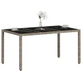 Table de jardin dessus en verre gris clair résine tressée