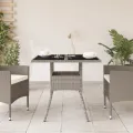 Table de jardin avec dessus en verre gris clair résine tressée