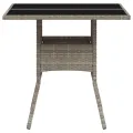Table de jardin avec dessus en verre gris clair résine tressée