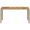 Table de jardin beige 150x90x75 cm résine tressée bois d'acacia