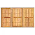 Table de jardin beige 150x90x75 cm résine tressée bois d'acacia