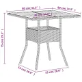 Table de jardin beige 80x80x75 cm résine tressée et bois acacia