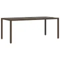 Table de jardin avec dessus en verre marron résine tressée