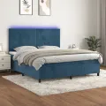 cadre de lit avec matelas LED Bleu foncé 160x200 cm