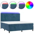 cadre de lit avec matelas LED Bleu foncé 160x200 cm