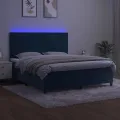 cadre de lit avec matelas LED Bleu foncé 160x200 cm