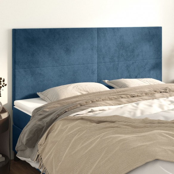 Têtes de lit 4 pcs Bleu foncé 80x5x78/88 cm Velours