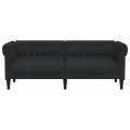 Canapé Chesterfield 3 places noir tissu
