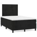 cadre de lit et matelas LED noir 120x190 cm velours