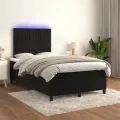 cadre de lit et matelas LED noir 120x190 cm velours