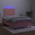 cadre de lit et matelas LED rose 120x190 cm velours
