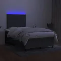 cadre de lit matelas LED gris foncé 120x190 cm tissu