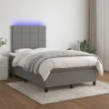 cadre de lit matelas LED gris foncé 120x190 cm tissu