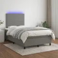 cadre de lit matelas LED gris foncé 120x190 cm tissu
