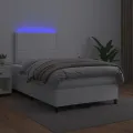 cadre de lit matelas LED blanc 120x190 cm similicuir