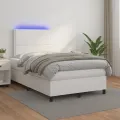 cadre de lit matelas LED blanc 120x190 cm similicuir