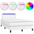 cadre de lit matelas LED blanc 120x190 cm similicuir