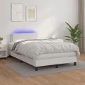 cadre de lit matelas LED blanc 120x190 cm similicuir