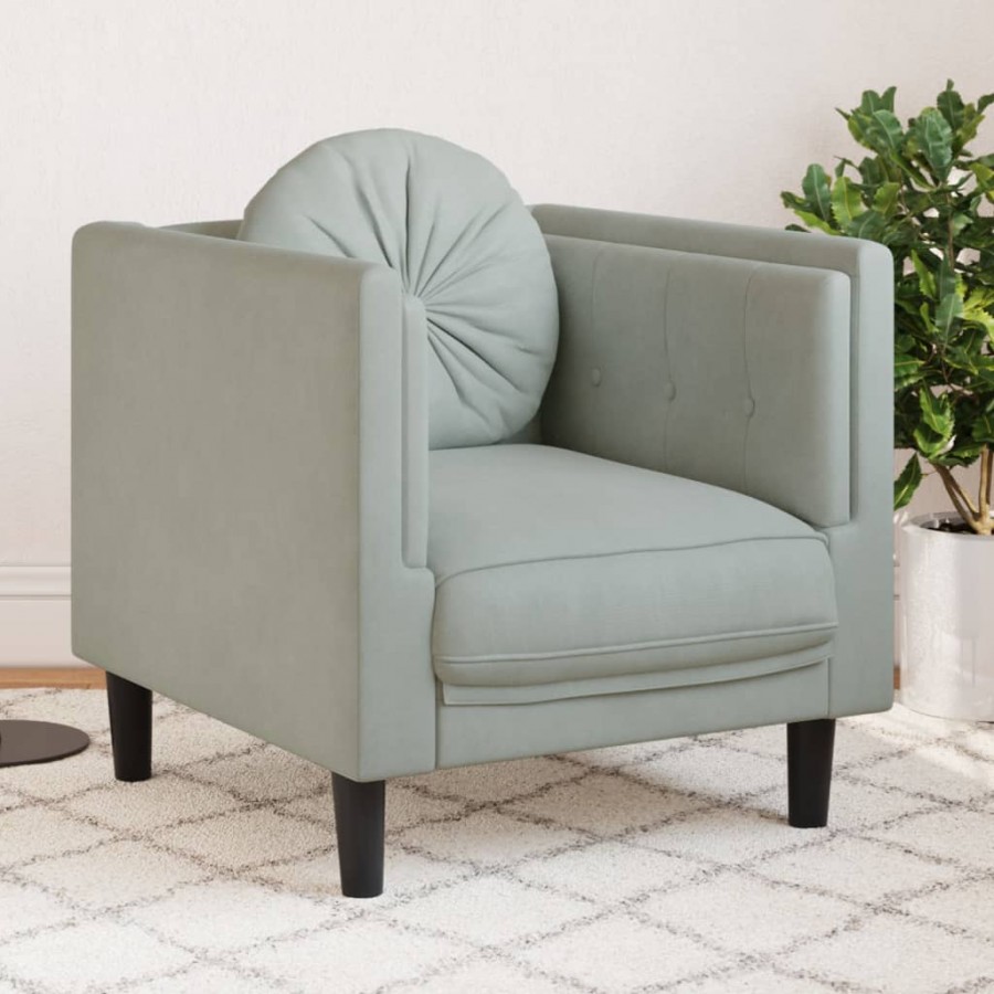 Fauteuil avec coussin gris clair Velours