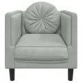 Fauteuil avec coussin gris clair Velours