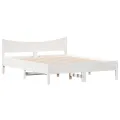 Cadre de lit avec tête de lit blanc 150x200 cm bois pin massif