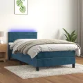 cadre de lit avec matelas LED Bleu foncé 100x200 cm