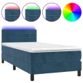 cadre de lit avec matelas LED Bleu foncé 100x200 cm