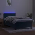 cadre de lit avec matelas LED Bleu foncé 100x200 cm