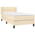 cadre de lit avec matelas Crème 100x200 cm Tissu