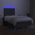 cadre de lit matelas LED gris foncé 120x190 cm tissu
