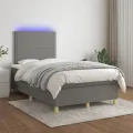 cadre de lit matelas LED gris foncé 120x190 cm tissu