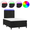 cadre de lit et matelas LED noir 120x190 cm velours