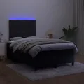 cadre de lit et matelas LED noir 120x190 cm velours