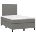 cadre de lit matelas LED gris foncé 120x190 cm tissu