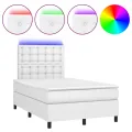 cadre de lit matelas LED blanc 120x190 cm similicuir
