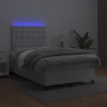 cadre de lit matelas LED blanc 120x190 cm similicuir