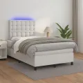cadre de lit matelas LED blanc 120x190 cm similicuir