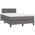cadre de lit matelas LED gris 120x190 cm similicuir