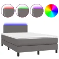 cadre de lit matelas LED gris 120x190 cm similicuir