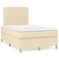 cadre de lit matelas et LED crème 120x190 cm tissu