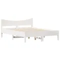 Cadre de lit blanc 140x190 cm bois de pin massif