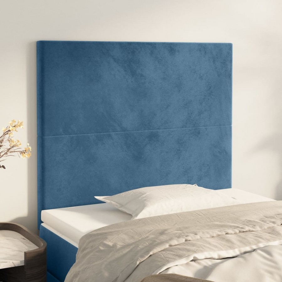 Têtes de lit 2 pcs Bleu foncé 80x5x78/88 cm Velours