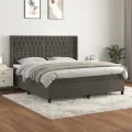 cadre de lit et matelas Gris foncé 180x200cm Velours