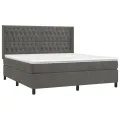 cadre de lit et matelas Gris foncé 180x200cm Velours