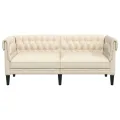 Canapé Chesterfield 2 places crème tissu