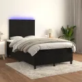 cadre de lit et matelas LED noir 120x190 cm velours