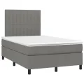 cadre de lit matelas LED gris foncé 120x190 cm tissu