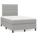cadre de lit matelas LED gris clair 120x190 cm tissu