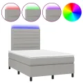 cadre de lit matelas LED gris clair 120x190 cm tissu